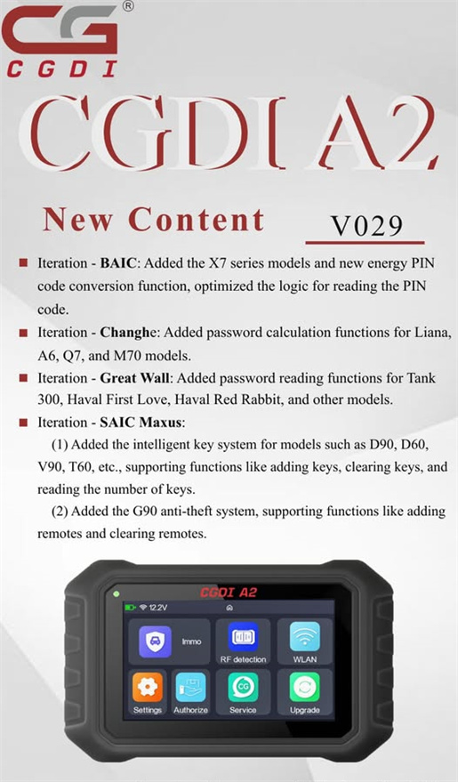CGDI A2 Update SAIC Maxus Intelligent Key System