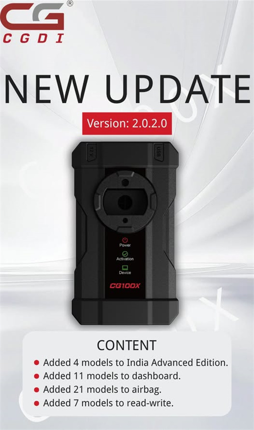 CGDI CG100X V2.0.2.0 Update